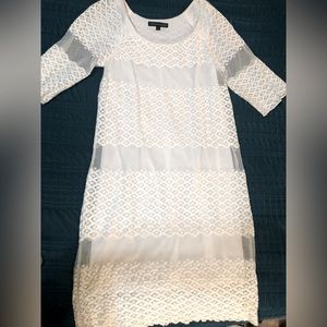 White lace overlay lined a-line dress